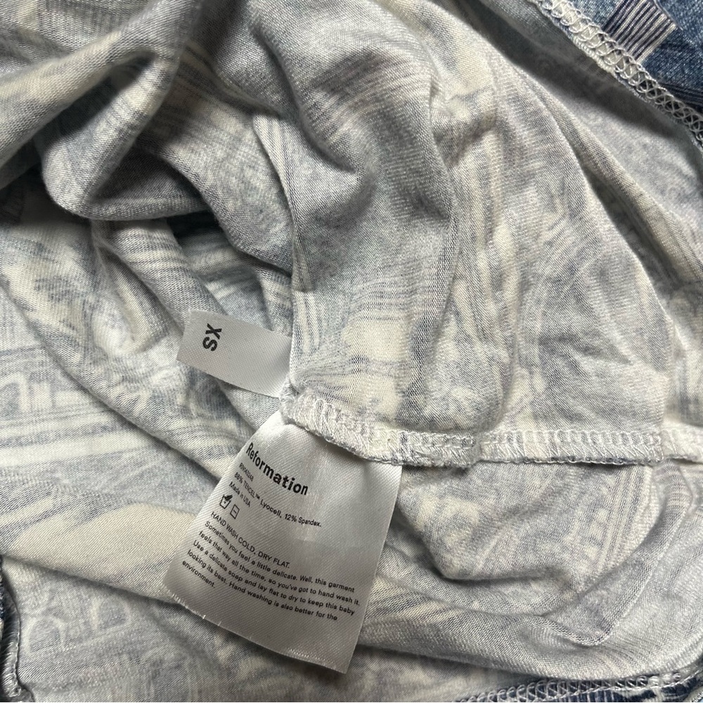 Reformation Bailey‎ Knit Top in Blue Toile Size XS - Picture 4 of 5